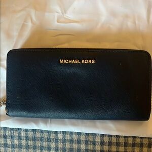 Michael Kors Midnight Black Zip Wallet